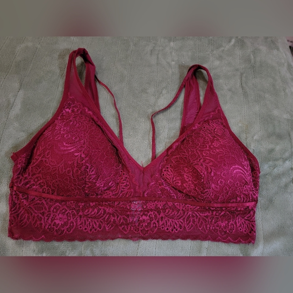 Daisy Fuentes Burgundy Lace Bralette 1X